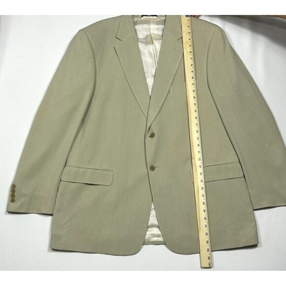 M black label Mens 46 L Blazer 100% Pure Silk Beige Notch lapel Lined - Picture 9 of 11